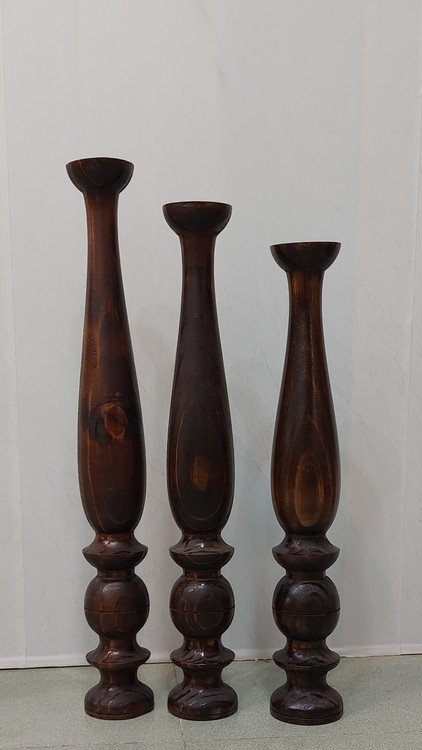 قیمت و خرید جاشمعی چوبی مدل کنارسالنی سه تایی