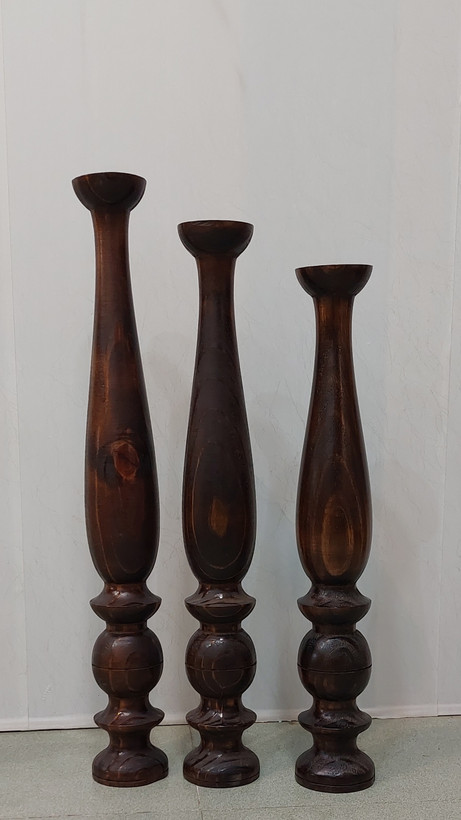 قیمت و خرید جاشمعی چوبی مدل کنارسالنی سه تایی