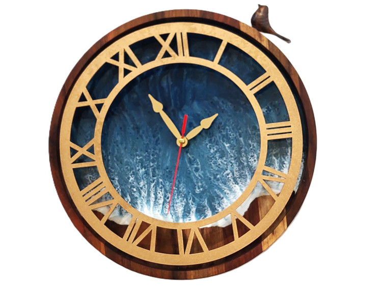 قیمت و خرید ساعت دیواری رزینی طرح موج
