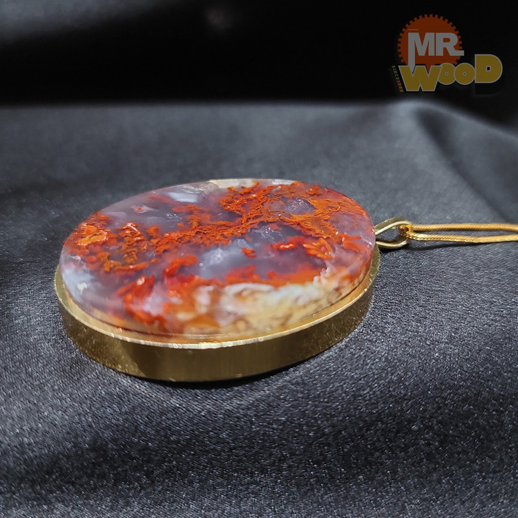 گردنبند استیل با سنگ طبیعی