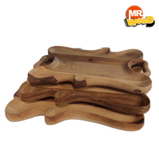 سرویس سینی چوب گردو طرح دفرمه باپوشش روغن گیاهی