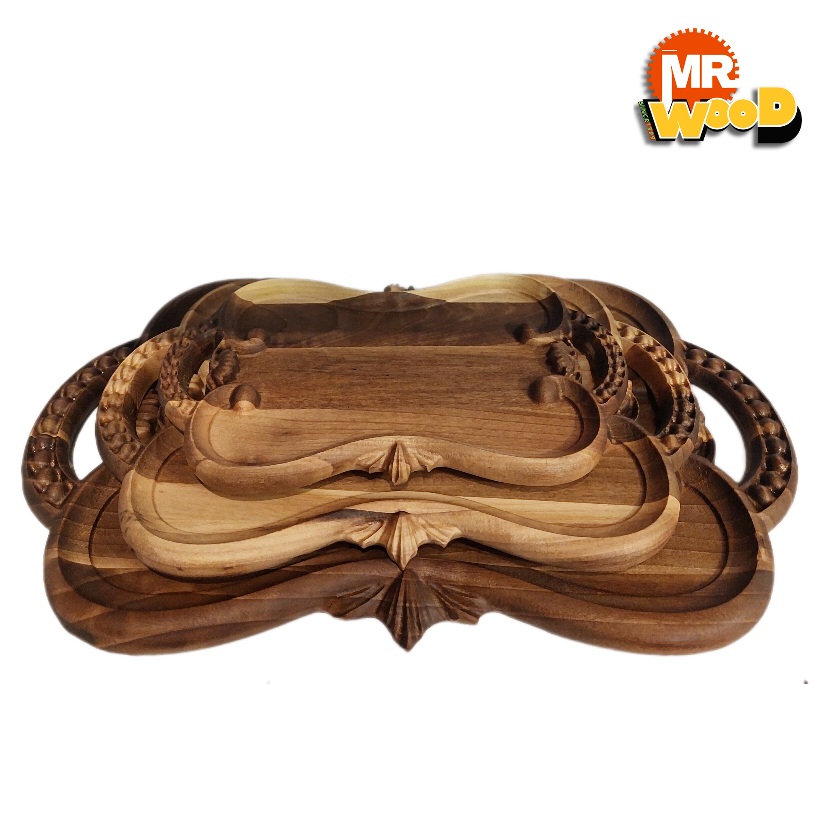 سینی چوبی مینیمال طرح منبت
