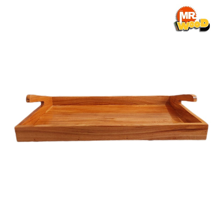 سینی چوب گردو مستطیل دستهدار، ضد آب، مناسب سرو و دکوراسیون