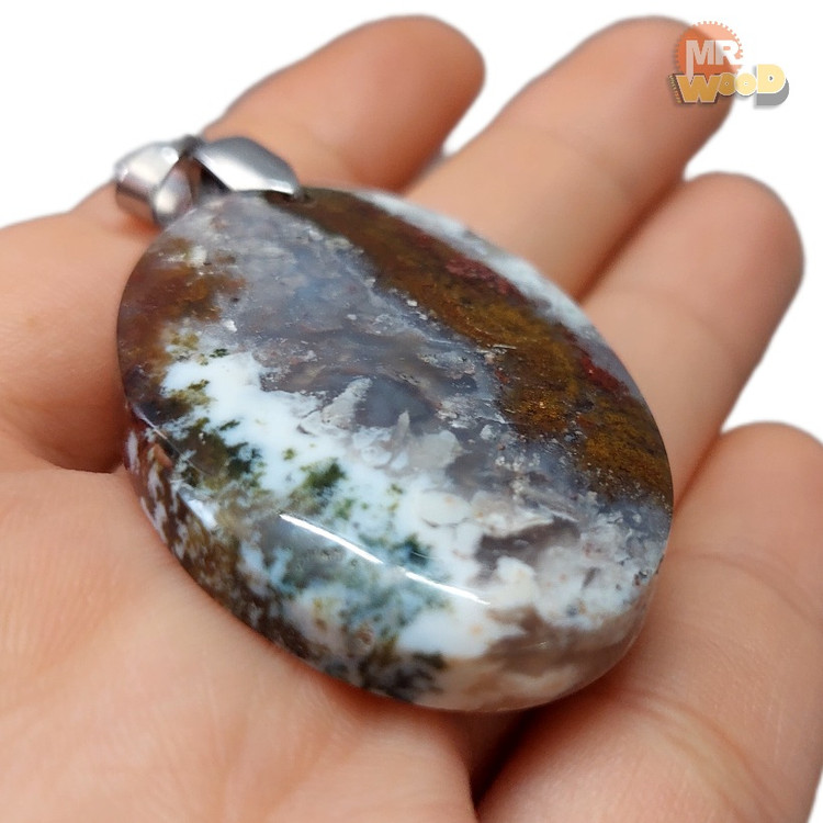 Genuine Schajar Agate stone pendant, polished teardrop gemstone for nature-inspired style