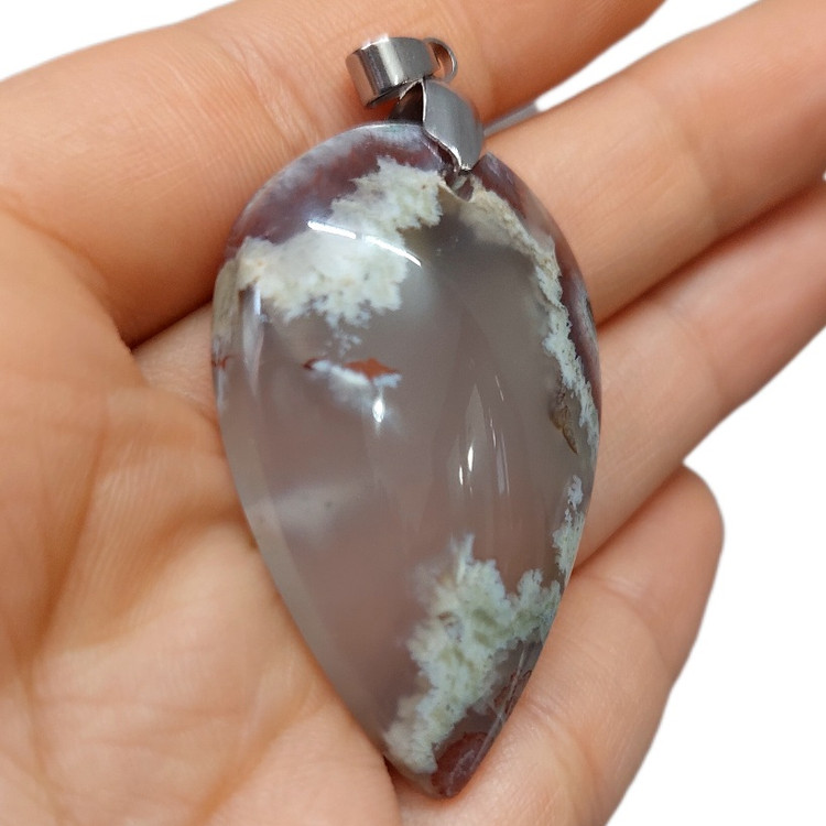 Genuine Schajar Agate cabochon pendant, luxury mirror-polished jewelry