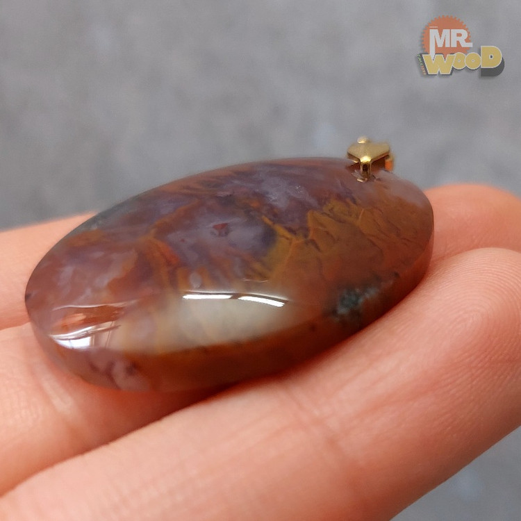 Handcrafted 3x2.5cm natural Agate jewelry, autumn moss agate pendant by MrWood