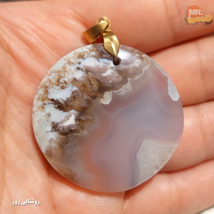 Round cabochon Dendritic Agate jewelry, mirror-polished natural stone pendant