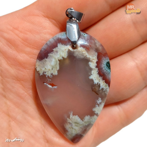 Genuine Schajar Agate cabochon pendant, luxury mirror-polished jewelry