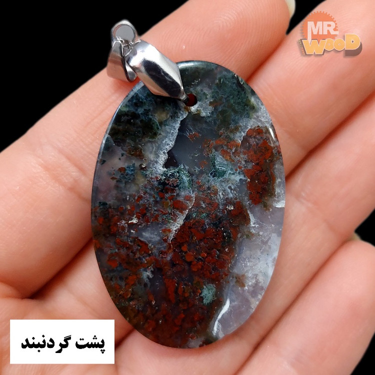 4x2.7 cm oval dendritic agate pendant with silver bail from MasterWood