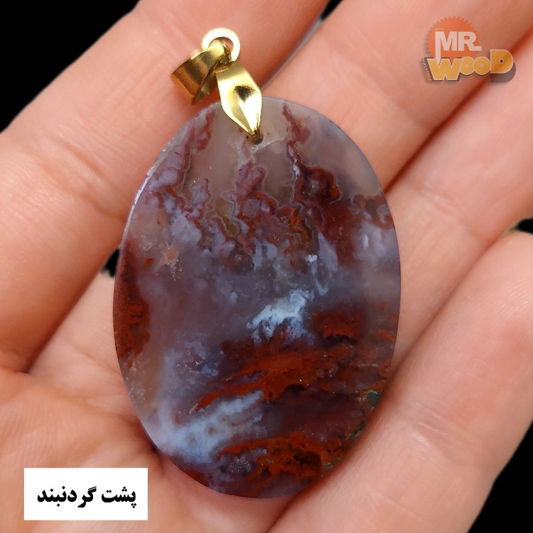 Authentic Persian dendritic agate pendant with scenic red cliff design