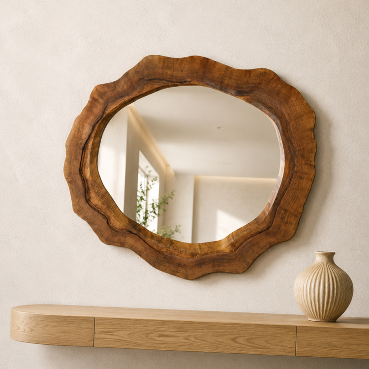 خرید آینه دیواری چوبی مدرن مینیمال