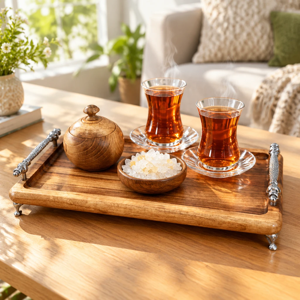 سینی چوبی مدل پایه دار | چوب گردو | ضد آب و  قابل شستشو